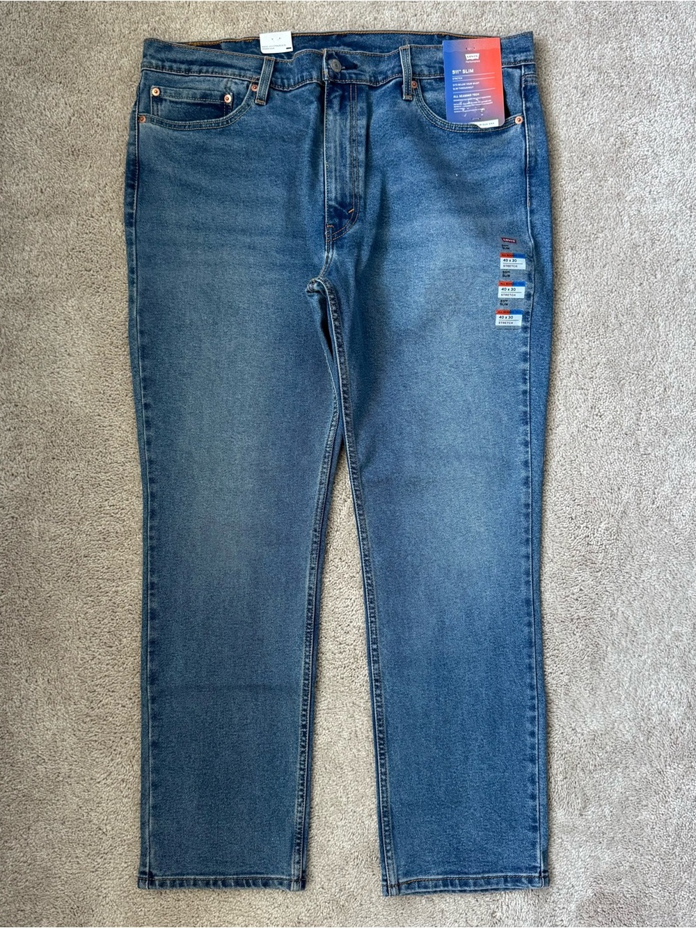 Men Levi’s 511 Slim Stretch 40x30 All Seasons Tech Jeans NEW
